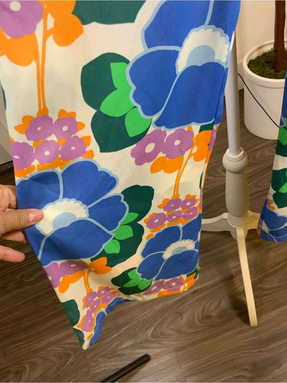 Zara Floral Wide-Leg Pants - Blue, Green & Orange